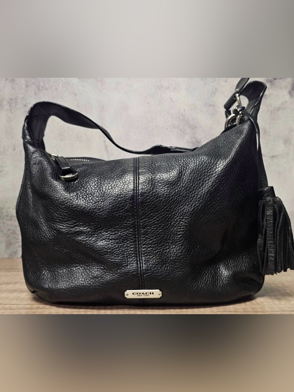 Coach Black Pebbled Leather Hobo Bag